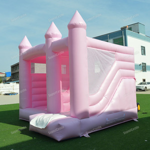 Pastel Pink Inflatable <strong>Bounce</strong> <strong>House</strong> Wedding Themed Commercial Grade Jumping Castle With Slide For Kids Birthday Party Rental - Product Image 5