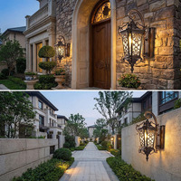Applique murale LED carrée vintage pour extérieur, étanche, en aluminium moulé et verre trempé, pour villa, porche, jardin