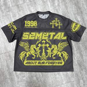 T-shirts sérigraphiés personnalisés à col en O T-shirts surdimensionnés à séchage rapide Boxy Mesh Soccer Wear T-shirt surdimensionné en jersey de football pour hommes - Product Image 1