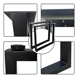 Eleganti gambe per mobili in ferro battuto a forma quadrata nero gambe del tavolo da conferenza con bordo liscio moderne gambe del tavolo da pranzo gambe - Product Image 3