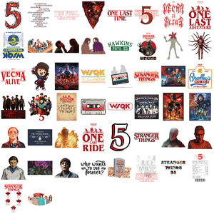2026 Nuevo Lote de 50 Pegatinas de PVC Impermeables de TV <span class=keywords><strong>Stranger</strong></span> <span class=keywords><strong>Things</strong></span> 5 para Graduación, Decoración de Guitarra, Cuaderno, Equipaje, DIY, Venta al por Mayor - Product Image 5