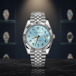 นาฬิกา Dayjusts สีเงิน Iceblue พร้อมโลโก้ ขนาด 41 มม. ใช้กลไก Seiko NH35 หน้าปัดแบบ MOD สายหนัง ตัวเรือนสแตนเลสสตีล กันน้ำสำหรับดำน้ำ - Product Image 3