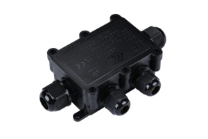 Waterproof Junction <strong>Box</strong> <strong>4</strong> <strong>Way</strong> IP68 External Electrical Junction <strong>Box</strong> Black Outdoor Cable Connector Wire Gland External - Product Image 4