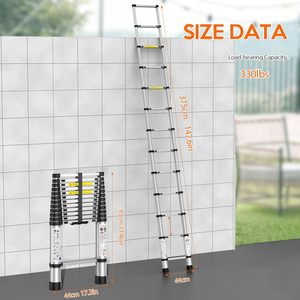 Échelle télescopique pliante en aluminium, 5 marches, capacité de charge de 150 kg, design minimaliste, angles d'escalade de 59 à 75 degrés, pour usage domestique - Product Image 6