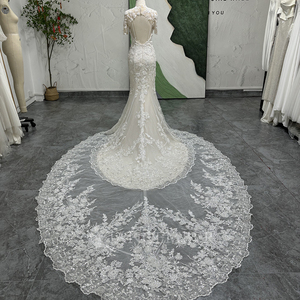 ชุดแต่งงานที่ทันสมัยสำหรับ LSSG123 Jancember ชุดเดรสลูกไม้ปักลายดอกไม้คริสตัลทรงขบวนรถโบสถ์ยาว - Product Image 2