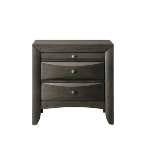 Comodino Contemporaneo a 2 Cassetti, Finitura Grigia, Mobili per Camera da Letto in Legno Massello - Product Image 2