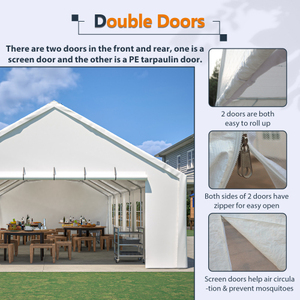20x40FT Heavy Duty Metal Modern Design Water Resistant Party Wedding Event Tent 3 Carry Bags Removable Sidewalls Outdoor <b>Canopy</b> - Product Image 3
