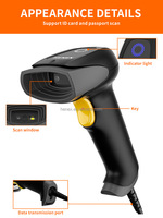 Lecteur de codes-barres portable USB filaire 1D 2D EAN QR, haute vitesse, économique, garantie 3 ans, en stock, fabriqué en usine OEM