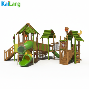 Aire de jeux extérieure de haute qualité en bois avec toboggan combiné, équipement de plein air pour enfants, parc d'attractions, design extérieur de forêt - Product Image 4