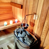 Baril à vapeur rustique salle de sauna fabricant de sauna bois de pruche moderne solide extérieur bûche de cèdre maison vapeur sèche 4 personnes Villa rouge