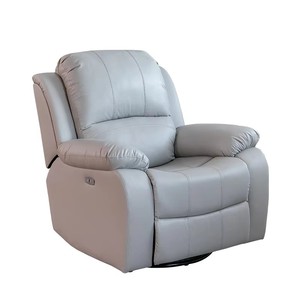 Sofá Reclinable Giratorio Extensible Moderno con Ruedas Inferiores, Función de Masaje, Cuero Genuino, Juego de Sillas de Cine con Control Remoto - Product Image 1