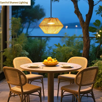 Lustre LED moderne étanche pour extérieur, suspension en rotin tressé à la main, lumière blanc chaud 3500K, treillis de vigne pour villa et jardin