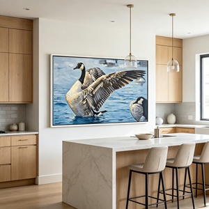 <span class=keywords><strong>Peinture</strong></span> à l'huile artisanale d'<span class=keywords><strong>oie</strong></span> du Canada sur toile avec cadre, imperméable et écologique, grande œuvre d'art murale pour hôtel et salon - Product Image 2