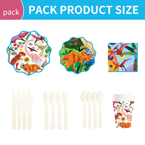 DAMAI - Platos de Papel para Postre con Diseño de Animales, Forma de Ola, para Fiestas, con Juego de Vajilla Desechable de Dinosaurios - Product Image 6