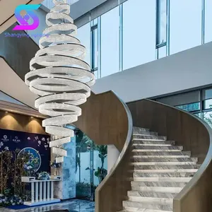 Nordic Style Indoor Decoration Hotel Lobby Duplex Staircase Villa Crystal LED Ring Luxury Chandelier Light