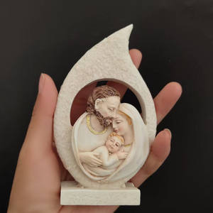 KOMI 홈 오피스 정원 장식 크림 수지 거룩한 가족 동상 테이블 기둥 장식품 어린이 공예 선물 학습 - Product Image 4