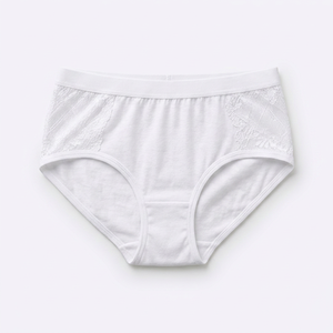 Culotte invisible en dentelle de coton blanc pour femme, respirante, en tissu tricoté, coupe standard - Product Image 1