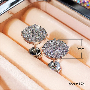 Orecchini a Perno Rotondi con Pavé per Donne, Piccoli Orecchini Scintillanti, Gioielli di Moda per Uso Quotidiano - Product Image 6