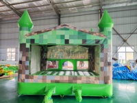 Château gonflable certifié CE Minecraft 13x13 pieds pour fêtes d'anniversaire d'enfants et locations événementielles