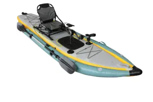 Vicking 2024 chỗ ngồi duy nhất đánh cá Inflatable đạp Kayak thuyền với bánh lái hệ thống nhôm ghế PVC chất liệu Ánh sáng trọng lượng