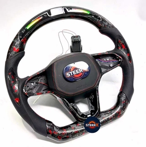 Volant en fibre de carbone forgée VW/Volkswagen LED pour Golf 8 MK8 Passat <span class=keywords><strong>Touareg</strong></span> Tiguan Polo GTD MK7 MK6 <span class=keywords><strong>R</strong></span>-<span class=keywords><strong>Line</strong></span> CC Jetta - Product Image 2