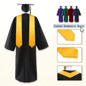 Fabricants de vêtements, robes de remise de diplôme personnalisées avec logo professionnel, université, collège, ensemble de robe et de toque académique mate pour bachelier - Product Image 1