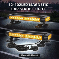 Barre lumineuse LED à ventouse magnétique 12/24V, clignotante d'urgence ambre pour camions tout-terrain