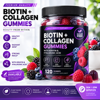 Gummies à la biotine 10000mcg pour la croissance des cheveux - Multi-collagène sans sucre avec kératine, silice et acide hyaluronique