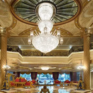 Professionelle individuelle Innenausstattung Hotel Lobby-Dekoration Deckenbeleuchtung Luxus großes Projekt Kristall-Kronleuchter