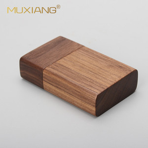 Muxiang Solid Wood Cigarette Box Black Walnut Rectangular Handmade Dugout Case For Export - Product Image 4