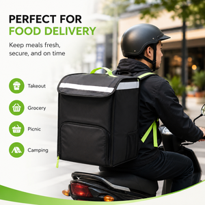 Mochila térmica para entrega de comida con tira reflectante y cierre de cremallera para motociclistas y ciclistas de scooter - Product Image 5