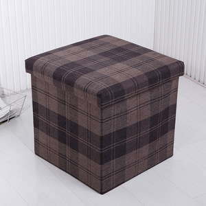 Multi Functional <b>Storage</b> Stool Square Geometric Linen Fabric <b>Entryway</b> <b>Shoe</b> Organizer Daily Necessities Standing Type - Product Image 1