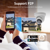 Caméra IP PoE 5MP d'extérieur avec support OEM, caméra tourelle couleur intégrale H.265 WDR, objectif fixe 2.8 F1.0, micro intégré, détection de mouvement P2P