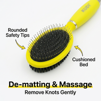 Brosse de toilettage pour animaux de compagnie à poils lisses et à poils rigides, avec poignée en silicone double face, pour chiens et chats