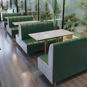 Barato al por <span class=keywords><strong>mayor</strong></span> comercial Arce verde pu cuero dorado mesa y silla Cafetería Restaurante muebles café sofás cabina asientos - Product Image 4