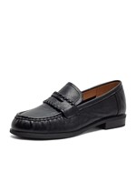 Mocassins en cuir de vachette marron pour femmes, style à enfiler, chaussures décontractées pour le travail