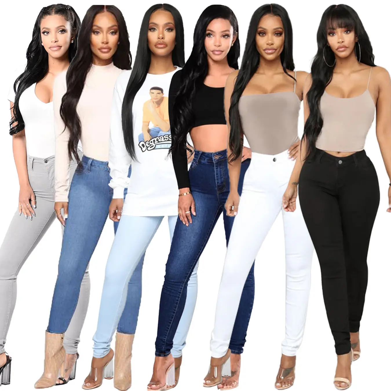 Cintura alta elástico nuevo estilo niñas dama mujeres jeans Butt Lift slim fit jeans lápiz pantalones skinny Denim jeans