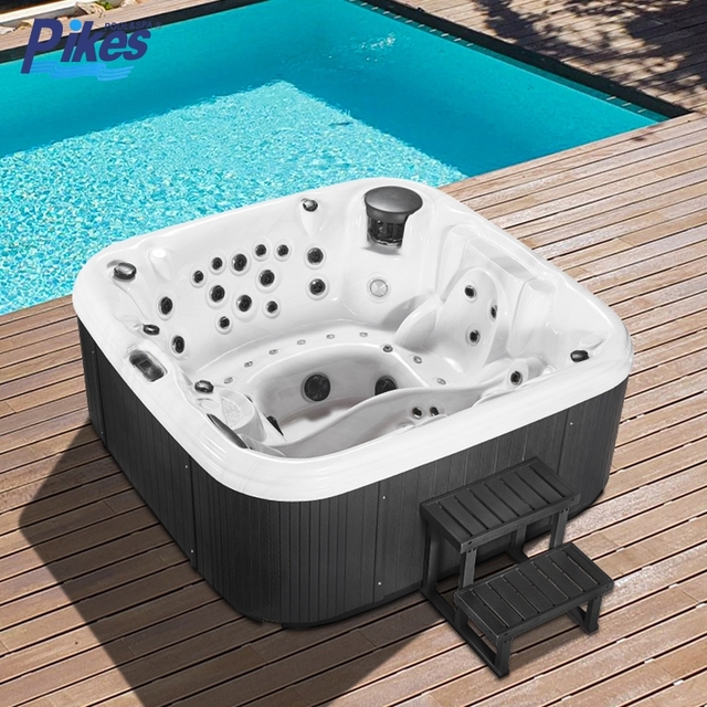 JY8807 Pikes 3 Seat + 1Lounger Large Capacity Acrylic Jacuzzi Massage Bathtub Dual Drive Swim Spa Hot Tub with Hydrotherapy Jets