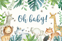 Kartun pesta ulang tahun foto latar belakang hutan hewan seri Baby Shower spanduk anak-anak latar belakang fotografi