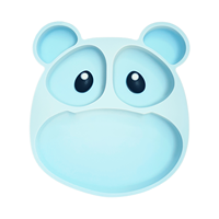 Ensemble de vaisselle pour enfants en silicone multi-compartiments, design ours de dessin animé, fourchette cuillère non toxique |   Résistant à la chaleur, compatible lave-vaisselle