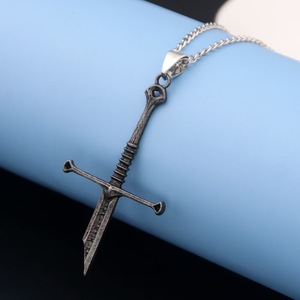 Collier pendentif en forme d'épée brisée d'Aragon, style européen américain, Lord Rings Nasier Holy Sword, chaîne unisexe, cadeau punk - Product Image 4