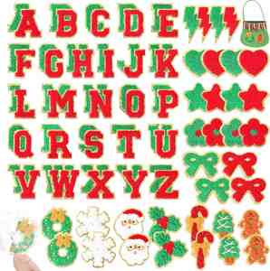 Wholesale Custom Merry Christmas <b>Patch</b> Gingerbread Grinchy Santa Christmas Tree Heat Transfer Sequin Iron on Chenille <b>Patches</b> - Product Image 1