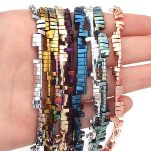 1 brin de perles Tila rectangulaires en <span class=keywords><strong>hématite</strong></span> multicolores, revêtues, 5*1mm, à double trou, pour la fabrication de bijoux et de bracelets - Product Image 1