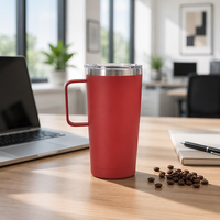 Gobelet isotherme portable de 20 oz avec poignée, tasse de voyage pour café, en acier inoxydable, isolé sous vide, pour bouteille d'eau, revêtement en poudre, personnalisé