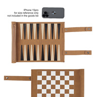 Jeu de backgammon portable multifonctionnel 3-en-1, échecs et dames, en cuir PU suédé, logo personnalisable