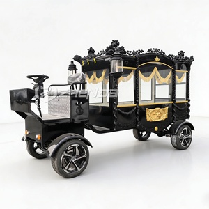 Cercueil funéraire électrique noir couvert de verre / Carrosse funéraire à chevaux - Product Image 4