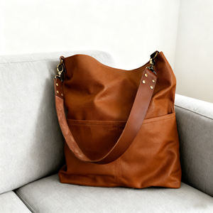 Zhyd กระเป๋าผ้าใบเคลือบแวกซ์ที่ทนทานมีซิปสะพายข้างพร้อมสายหนัง - Product Image 5