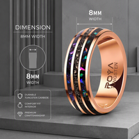 Luxuriöser Roségold-Wolframcarbid-Ring mit Sandstein-Galaxie-Meteorit-Einlage 8mm Komfortabler Herren-Ehering Großhandel