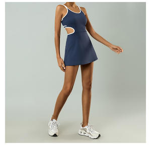 Abito da Golf da Tennis atletico <span class=keywords><strong>2</strong></span>-in-1 senza maniche da donna con bellissimi abiti da Pickleball attivi per allenamento con retro cavo con pantaloncini incorporati - Product Image 5