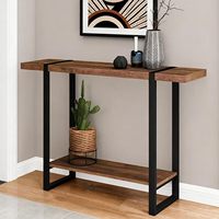 Console d'entrée moderne de luxe en bois d'acacia avec pieds en fer forgé pour salon et couloir (100 cm/39,3 po)